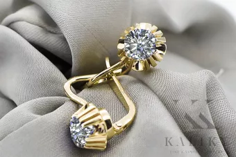 Винтидж стил Обеци Циркон 14K жълто злато vec027y